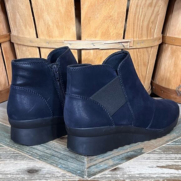 Cloudsteppers by Clarks Caddell Tropic Blue Faux Nubuck Ankle Boot Women Size 11 - Picture 5 of 12